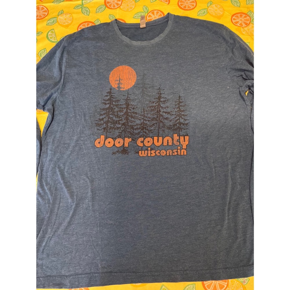Gorpcore‎ Mens Next Level Door County Wisconsin Graphic Tee XL Blue
